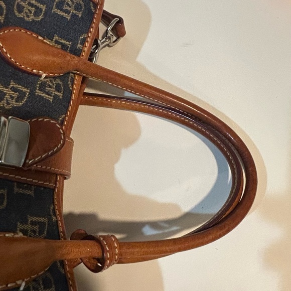 Dooney & Bourke DB Logo Denim Satchel Crossbody Bag Authentic - Picture 6 of 11
